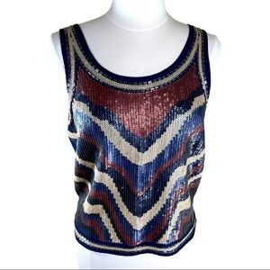 Miss Me Sequined and Beaded Tank Top Small